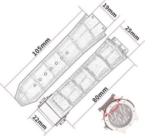 Men's Leather Strap Compatible for 25mm Hublot Big Bang Series Ladies outdoor work waterproof watch band wrist strap with buckle in Saudi Arabia