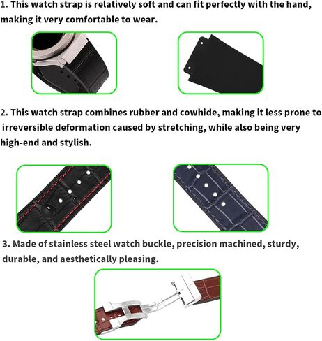 Men's Leather Strap Compatible for 25mm Hublot Big Bang Series Ladies outdoor work waterproof watch band wrist strap with buckle in Saudi Arabia
