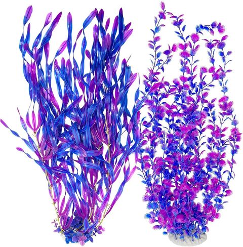 Hamiledyi Aquarium Plants Plastic Decor Fish Tank Green Decorations Plants Ornament Safe for All Fish,Extra Large 23-inch Tall, 2 Pack in Saudi Arabia
