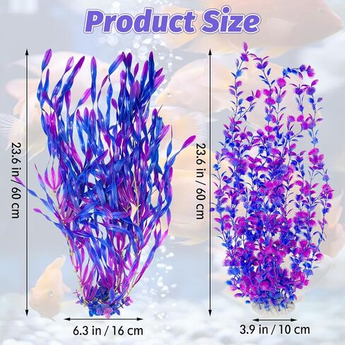 Hamiledyi Aquarium Plants Plastic Decor Fish Tank Green Decorations Plants Ornament Safe for All Fish,Extra Large 23-inch Tall, 2 Pack in Saudi Arabia