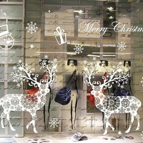 ONDY Christmas Snowflake Window Cling Stickers for Glass, Xmas Decals Decorations Holiday Snowflake Santa Claus Reindeer Decals for Party, Christmas No Glue Static Stickers for Glass Windows