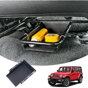JKCOVER Front Under Seat Storage Organizer Tray Compatible with Jeep Wrangler JL/JLU 2018-2021 2022 2023 2024 2025 and Jeep Gladiator JT Truck 2020-2023 2024 2025 Hidden Accessories （Patented Design）