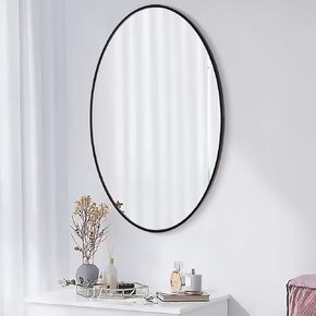 20x30 Oval Mirror Round Full Length Wall Mounted Hanging or Against Wall Metal Frame Dressing Make-up Mirrors for Entryway Bedroom Bathroom Living Room 30 20 inch Black