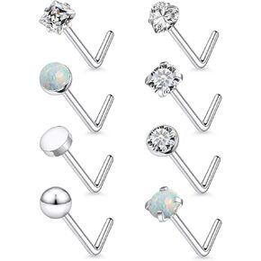 F136 Titanium 20/18g l Shaped Nose Rings Stud 3mm Top Aretes Para La Nariz Implant Grade Piercings Jewelry for Women Men