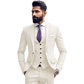 3 Piece Slim Fit Suit Formal Suits Man Wedding Single Breasted Classic Fit One Button Solid Suit Jacket Vest Pants