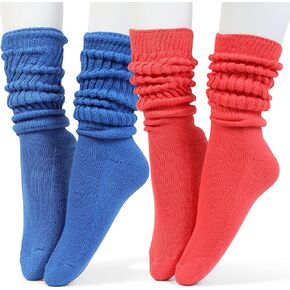 HOT FEET Women's Slouch Socks 2-Pack - Cozy Cotton Blend Scrunch Boot Socks, Long Slouchy Scrunchy Calf Socks, Sizes 4-10