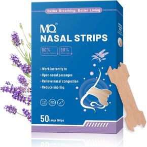 MQ 50ct Nasal Strips for Snoring Black Nose Strips for Breathing Extra Strength Snore Strips to Open Nasal Passages, Relieve Nasal Congestion