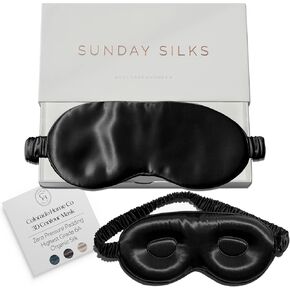 SUNDAYSILKS™ Exclusive Mulberry Silk Sleep Mask | Soft Eye Covers, Blackout Sleeping Mask for Women & Men | Silk Eye Mask for Sleep, Travel, and Relaxation | Antifaz para Dormir [Nude Champagne]