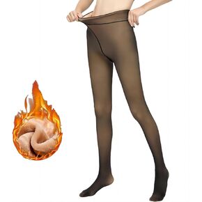 Fleece Lined Tights Women Thermal Leggings, Fake Translucent High Waisted Sheer Pantyhose, Winter Thick Warm Tights
