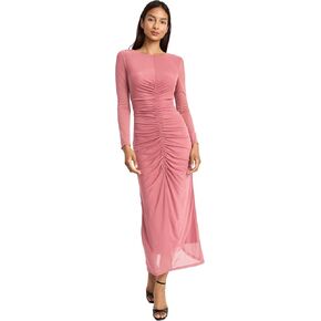 Donna Morgan Women's Ruched Maxi Long Sleeve Formal Gown with Side Slit-Elegant Evening Dress in Saudi Arabia