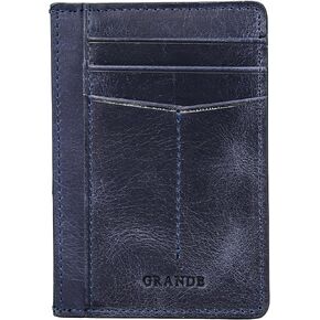 grande 3605 Genuine Leather Card Holder For Women and Men Minimalist Small Pocket Wallet Slim Vertical Card Case (Burgundy)