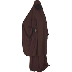 Two Pieces Jilbab Modest Dress for Muslim Women Long Khimar and Skirt Prayer Jilbab Abaya Long Dress with Niqab