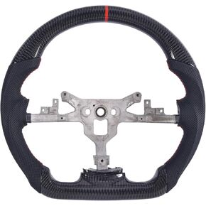 Real Carbon Fiber Steering Wheel for Chevy Corvette C6 2006-2011 ZR1 Z06, D-shaped Flat-bottom Perforated Leather Grip