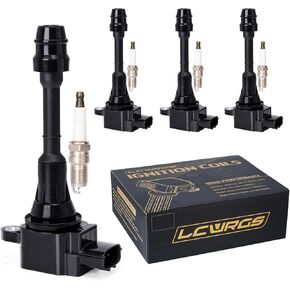 Set of 4 Ignition Coil Pack and Spark Plugs Fits for 2.5 L4 Nissan Altima Sentra 2002 2003 2004 2005 2006 2.5l Replaces UF350 C1398