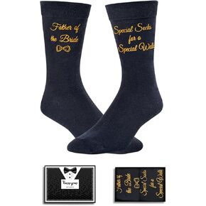 HAPPYPOP Father of The Bride Gifts for Father in Law, Special Socks for A Special Walk Father of The Bride Socks Golden
