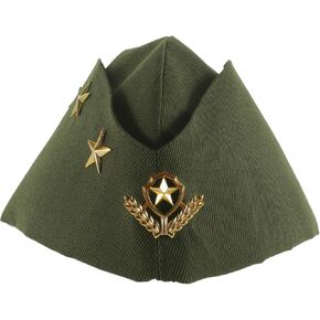 Costume Accessory - Adult Sailor Hat in Army Green - Three Star Nautical Sailor Cap Women's Beret Cosplay Yacht Boat Hat for Halloween Pilot and Agent Peggy