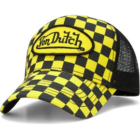 Von Dutch Monogram Trucker Cap - Retro Snapback Cap for Men and Women - Adjustable Snap Fit Panel, Mesh Rear, Curved Bill
