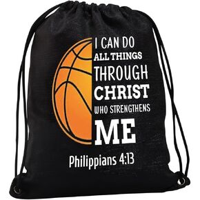 JYTAPP Basketball Drawstring Bag Christian Faith Basketball Bag Basketball Sport Drawstring Backpack Basketball Player Gifts