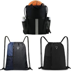 Large Drawstring Backpack Sports Gym Bag for Women Large String Backpack Athletic Cinch Sackpack Black