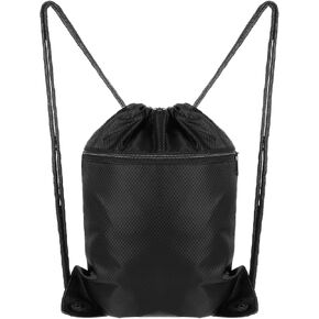 Drawstring Backpack, Lightweight Draw String Bags for Men, Small Gym Drawstring Bags, String Backpack Drawstring Gym Bag, Sports Bags for Gym Traveling (Black)