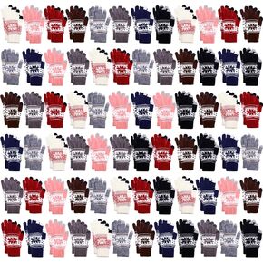Liitrsh 72 Pairs Winter Touchscreen Gloves Bulk Knit Gloves Warm Snowflake Stretchy Texting Gloves Christmas Gifts for Women