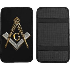 Master Mason Masonic Car Center Console Cover, Armrest Pad Cover Universal Car Arm Rest Seat Storage Box Mat