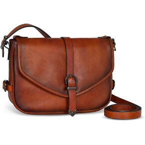 Iswee Leather Crossbody Bags for Women Designer Purse Shoulder Bag Medium Size Saddle Purse Travel