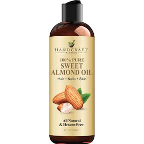 Handcraft Blends Sweet Almond Oil - 8 Fl Oz - 100% Pure and Natural - Premium Grade Oil for Skin and Hair - Carrier Oil - Hair and Body Oil - Massage Oil - Hexane-Free
