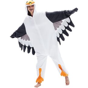 Unisex Adult Seagull Onesie One Piece Pajamas Animal Christmas Costume Homewear Sleepwear for Women men