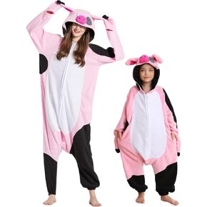 DELEY Unisex Kid Pig Onesie, One Piece Aniamal Pajamas, Halloween Cosplay Costume Homewear Jumpsuit