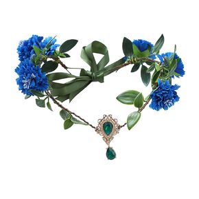 Vivivalue Pearl Flower Crown Floral Garland Headband Flower Halo Headpiece Hair Wreath Boho with Ribbon Party Wedding Festival Photos Pink