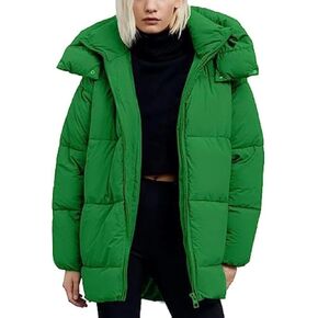 COZYPOIN Womens Hooded Quilted Puffer Jacket Mid-Length Thicken Waterproof Down Padded Warm Coat Winter Outerwear