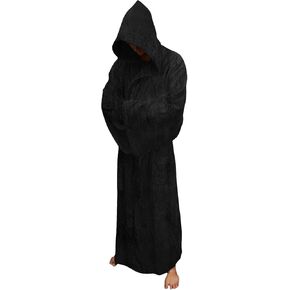 Unisex Knight Bathrobe Adult Tunic Hooded Robe Halloween Cosplay Fleece Bathrobe for Men Women