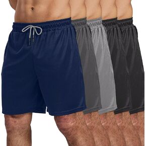 5 Pack Gym Shorts for Men 7 inch, Mens Athletic Running Shorts Quick Dry&Mesh Active men's Basketball Workout Shorts for Men with Pockets(Black,Black,Dark Gray,Navy,Light Gray,2XL)