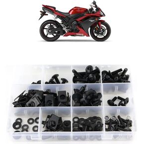 Xitomer Mounting Kits, Fit for YZF-R1 2007 2008, Full Sets Fairing Bolts Kits Clips Washers Nuts Fastenings Grommets (Matte Black)