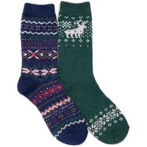 MUK LUKS Women's Wool Socks (2 Pair Pack), Multi, OS