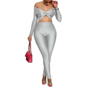 One Piece Jumpsuits for Women - Sexy Off The Shoulder Twist Front Cut Out High Waisted Bodycon Rompers Club Night Outfits