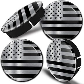 4 x 60mm 3D Universal Wheel Hub Centre Caps Center Rims Hubcaps USA United States of America American Star National Silver Flag C 109