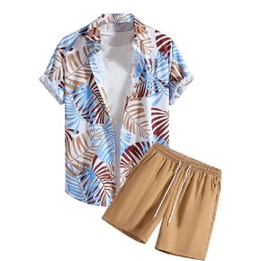 COZYEASE Men's 2 Piece Hawaiian Outfits Short Sleeve Button Down Shirt and Shorts Set Beach Tracksuits