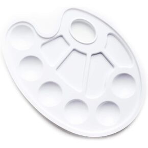 Oval Paint Tray Artist Mixing Plastic Paint Palette with Thumb Hole… (Pack of 5)