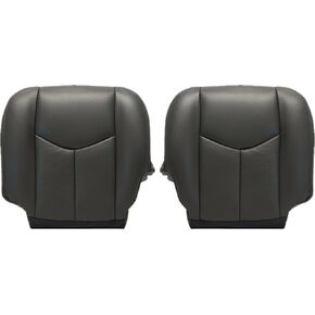 GXARTS Driver and Passenger Side Bottom Replacement Leather Seat Cover 692 or 69i Dark Gray Compatible with Chevy Silverado GMC Sierra 2003 2004 2005 2006