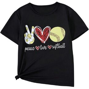SweatyRocks Girl's Letter Graphic Tees Short Sleeve Crewneck T Shirt Tops