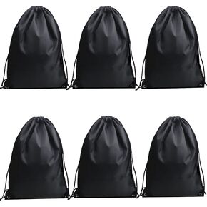 6 PCS Black Drawstring Backpack, Gym Drawstring Bags, Draw String Bag, Cinch Bags Drawstring Sackpack, Sports Backpack Storage Bags for Men and Women Sports Gym Trip Yoga Swim