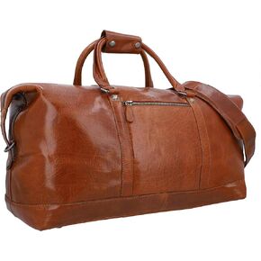 Gusti Leather Travel Bag - Ruben Vintage Full-Grain Buffalo Leather Duffel Bag, 36L Weekender for Women & Men, Carry-On Overnight Gym Bag, Brown
