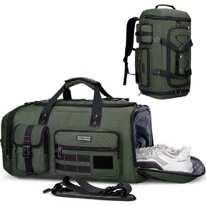 WITZMAN Travel Duffel Bags for Men Large Carry On Weekender Overnight Bag 3 in 1 Backpack with Shoe Compartment （B693 Silvery Grey)