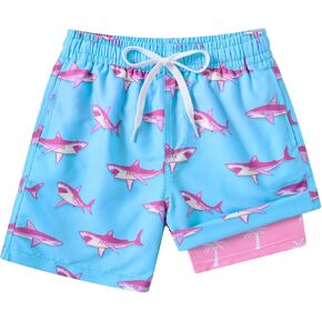 Boys Swim Trunks with Compression Liner Swimming Shorts Quick Dry Bathing Suit for 7-20 Years