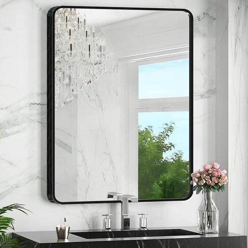 Bathroom Mirror for Over Sink 12x16in Mirror for Wall-Mounted Vanity,Large/Small Bathroom Mirrors for Entryway/Farmhouse Modern Framed Rectangle Espejo,Black Frame Bathroom Mirror in Saudi Arabia