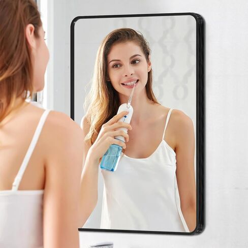 Bathroom Mirror for Over Sink 12x16in Mirror for Wall-Mounted Vanity,Large/Small Bathroom Mirrors for Entryway/Farmhouse Modern Framed Rectangle Espejo,Black Frame Bathroom Mirror in Saudi Arabia