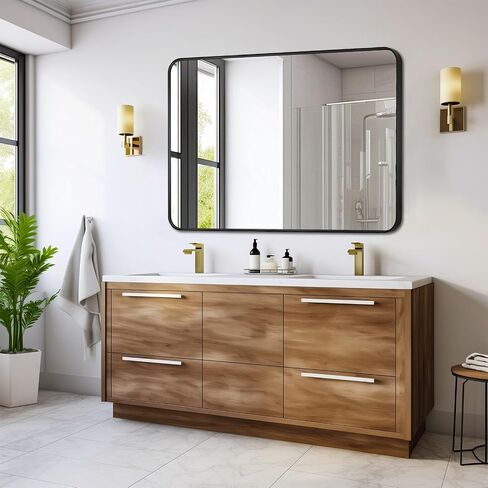 Bathroom Mirror for Over Sink 12x16in Mirror for Wall-Mounted Vanity,Large/Small Bathroom Mirrors for Entryway/Farmhouse Modern Framed Rectangle Espejo,Black Frame Bathroom Mirror in Saudi Arabia