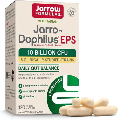Jarrow Formulas Jarro-Dophilus EPS Probiotics 10 Billion CFU for Intestinal Tract Support, Probiotic Supplement for Gut Health for Women and Men, 120 Veggie Capsules, up to a 60 Day Supply in Kuwait